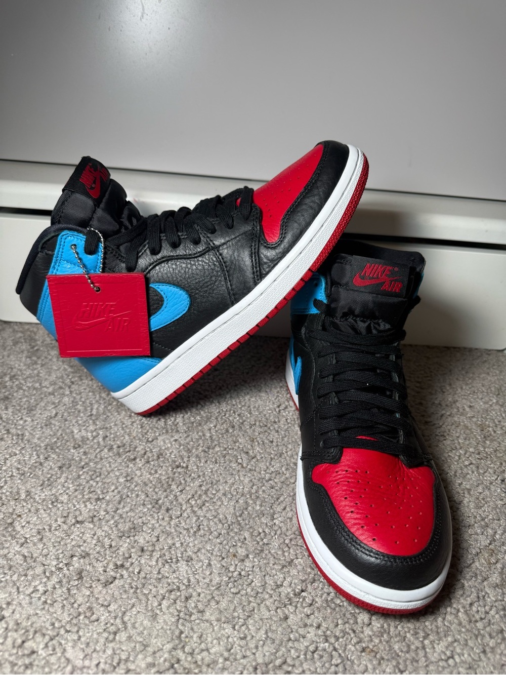 Nike Air Jordan 1 Mid Sneakers - Black, Red, Blue